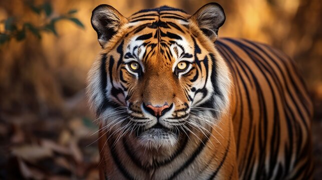 wild royal bengal tiger portrait in wildlife safari at ranthambore national park or tiger reserve rajasthan india - panthera tigris tigris