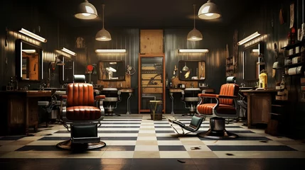 Zelfklevend Fotobehang Background created with a barbershop wall. © HN Works