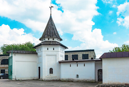 Russia. Poshupovo village, Rybnovsky district, Ryazan region. The northern corner tower of the fence of the St. John the Theologian Monast