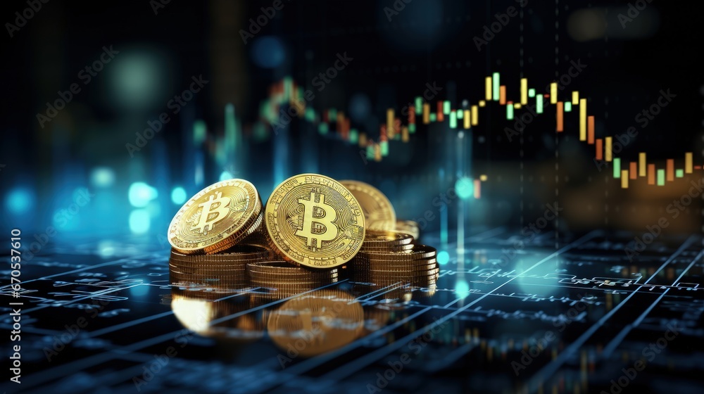 Poster fintech icon on abstract financial technology background represent investment financial internet tec