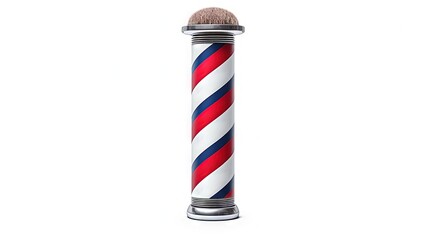 Barber's pole isolated on white background with clipping path