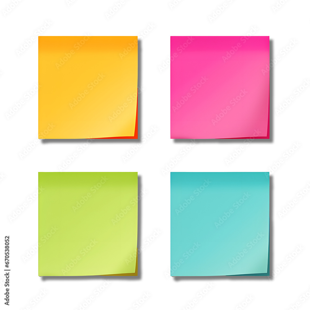 Poster set of four colorful vector blank sticky post it notes isolated on white background