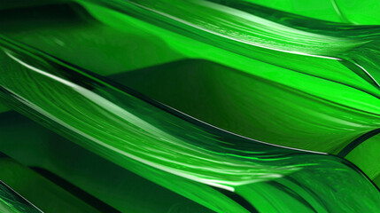 Shapes and soft form like lines and long blocks of glas in different layers in green with 3d effect 