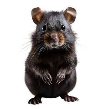 cute black hamster isolated on transparent background ,generative ai	