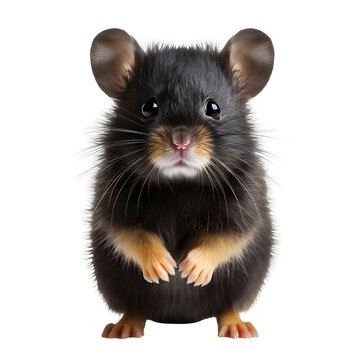 cute black hamster isolated on transparent background ,generative ai	