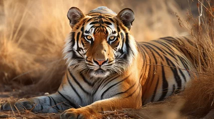 wild royal bengal tiger portrait in wildlife safari at ranthambore national park or tiger reserve rajasthan india - panthera tigris tigris © HN Works