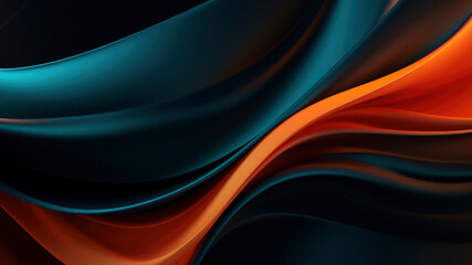 Silk as smooth waves or curves pattern, abstract modern design in orange and turquoise