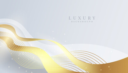 Golden wave and snowflakes on a light white background