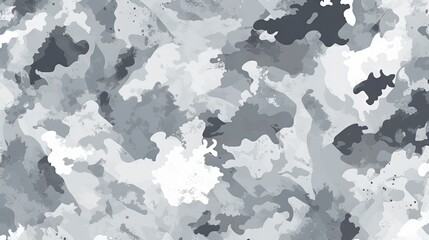 Seamless gray camouflage pattern with grunge paint brush strokes, blots, halftone. Dense random chaotic composition. Good for apparel, fabric, textile, sport goods. Grunge texture for surface design