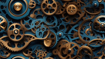 Gears and cogs of watch movement pattern - obrazy, fototapety, plakaty