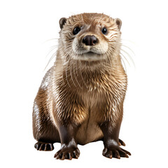 otter animal isolated on transparent background ,aquatic beaver png ,generative ai