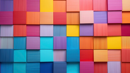 Squares of geometric blocks or cubes, colored papers pattern with strong modern abstract design, background texture