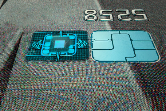 Electronic chip in a credit card view.