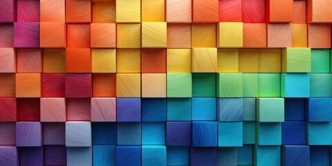 background of wooden rainbow coloured squares LGBTQ background banner 