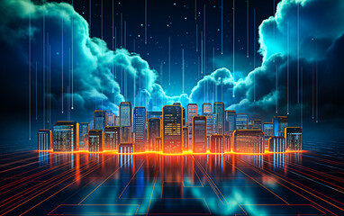 Obraz premium Visualisation du stockage des données dans le cloud