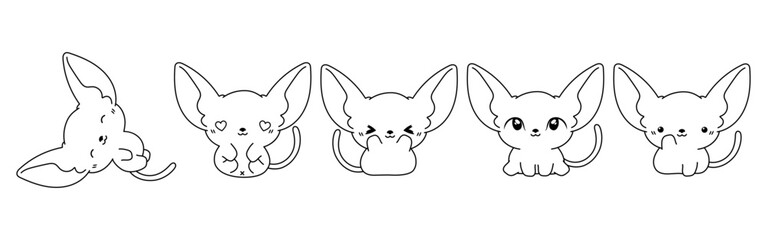 Set of Vector Cartoon Baby Animals Coloring Page. Collection of Kawaii Isolated Sphynx Cat Outline for Stickers, Baby Shower, Coloring Book, Prints for Clothes