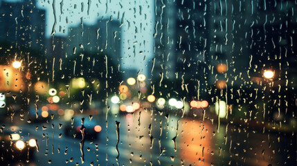 Rain on glass background high resolution , background city night