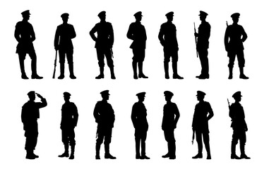 soldier army silhouette collection - obrazy, fototapety, plakaty
