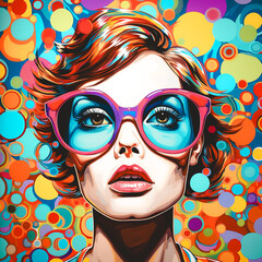 Portrait de femme avec lunettes, illustration moderne