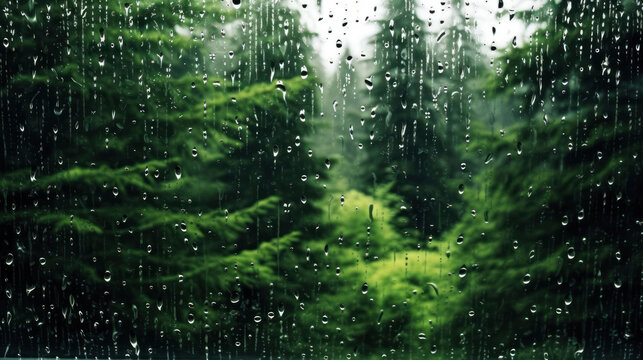 Rain on glass background high resolution , background forest