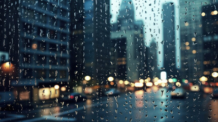 Rain on glass background high resolution , background city night - obrazy, fototapety, plakaty