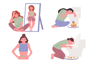 Anorexia bulimia eating disorder. Illustration of a person