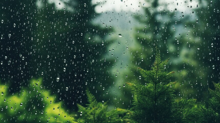 Fototapeta na wymiar Rain on glass background high resolution , background forest