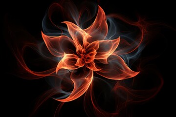 Fiery Blossom Enigma Illuminated in Darkness, Generative AI