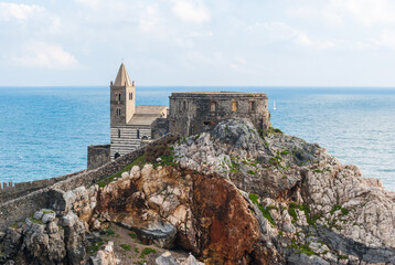 The church of San Pietro in the promontory of Portovenere, small town in Liguria