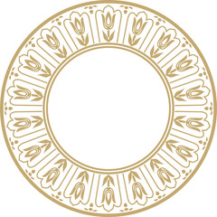 Vector gold round turkish ornament. Endless Ottoman national border, frame, ring..
