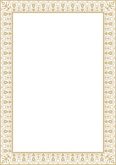 Vector gold square turkish ornament. Endless Ottoman national border, frame, ring