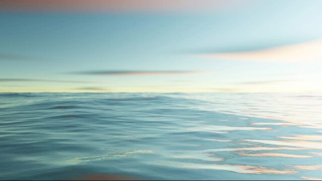 Wave sea beach and sunset sky abstract background. Nature and summer concept. 3d render