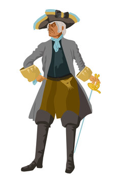 pirate captain standing with sword clip art preview