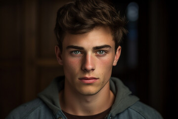 Obraz premium Generative ai technology portrait of attractive handsome young man model wearing retro clothes