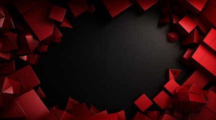 Black Friday - czarne tło na baner, reklamę z czerwonymi kształtami. Prezenty, promocje i przeceny - obrazy, fototapety, plakaty