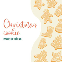 Gingerbread  postcard.  Christmas cookies frame