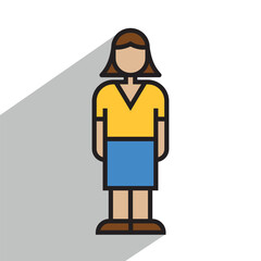 woman icon, linear, vector illustration