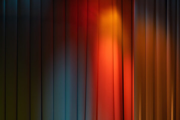 Closed wavy theatrical curtain with stage illumination