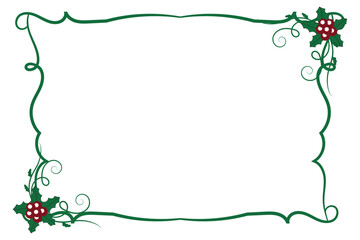 winter holly season page decor border, Merry Christmas holly leaves Square frames, berry leaf ornament frame border Decoration, Wedding greeting cards invitation card holiday page borders vector 