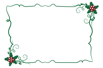 winter holly season page decor border, Merry Christmas holly leaves Square frames, berry leaf ornament frame border Decoration, Wedding greeting cards invitation card holiday page borders vector 
