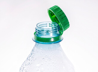 Detail of a Plastic bottle with tethered cap