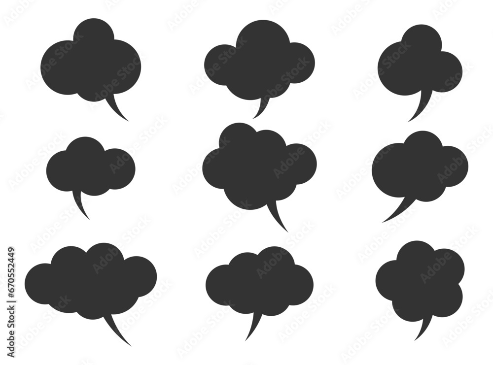 Poster set talk bubbles speech vector. blank empty bubble icon design elements. chat on line symbol templat