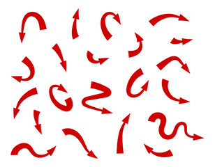 Red arrow icon indicating different direction. A set icons isolated on a white background for website banners ads and design elements.