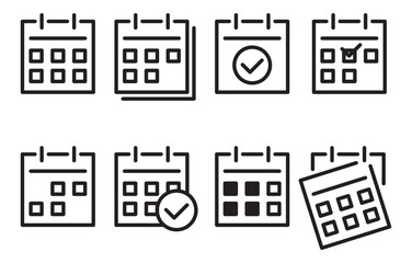 Set calendar icons vector flat line design