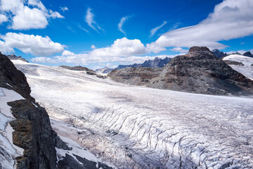 Aerial view of Theodul glacier in summer
