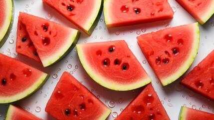 Fresh watermelon slice background on white background.