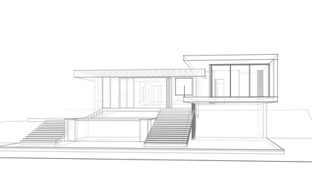 Modern villa architectural 3d rendering