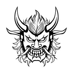 Samurai Devil Mask Logo. Ronin Oni Demon Vector Mascot template