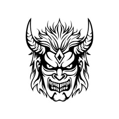 Devil Samurai Mask Logo. Ronin Onimask Demon Vector Mascot template