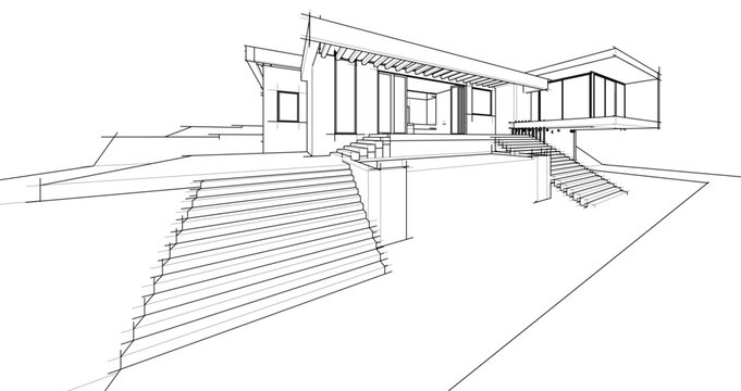 Modern villa architectural 3d rendering